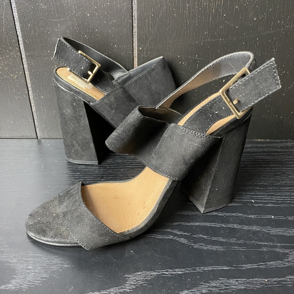 ASOS Womens Size‎ 5 Black Suede Block Heel Sandals